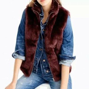 J. Crew Faux Fur Vest in Rich Burgundy
